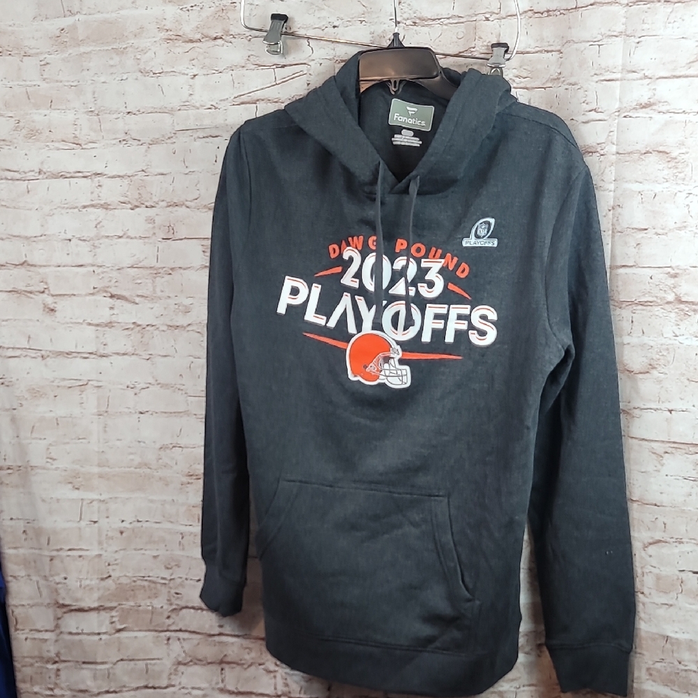 celevand browns playoff hoodie 2023 fanatics large